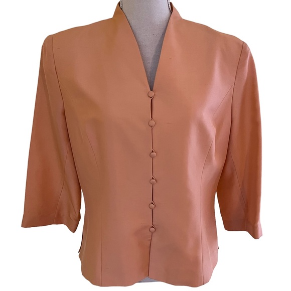 Adrianna Papell Vintage Pale Peach Silk Cocktail Jacket 14 - Picture 1 of 8